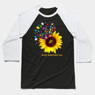 Sunflower Accept Understand Love Autism Awareness Baseball T-Shirt